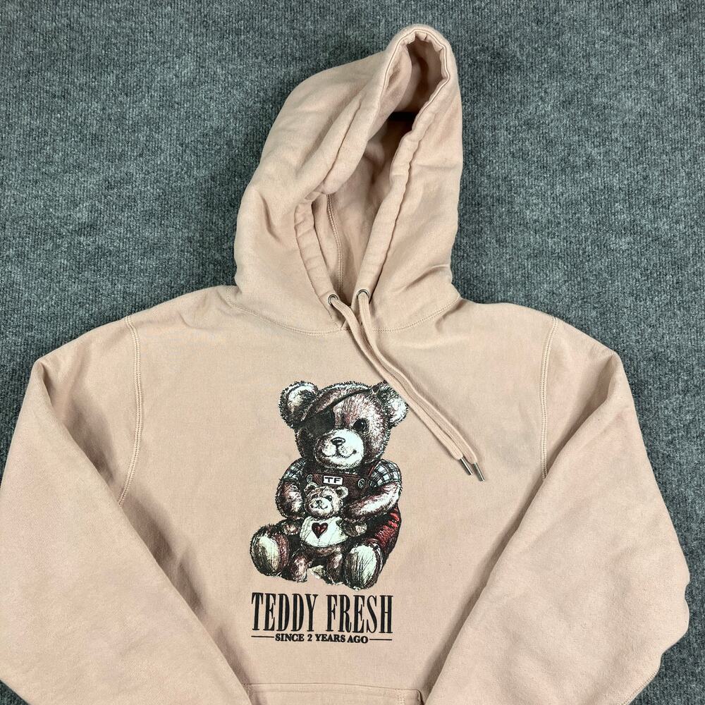 Teddy Fresh Pink Beige Bear Graphic Hoodie